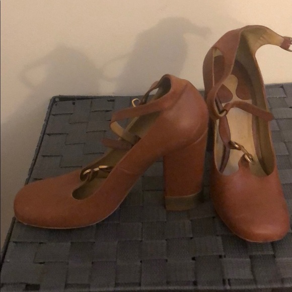 Chloe tan orange leather Mary Jane 38 - Picture 2 of 6